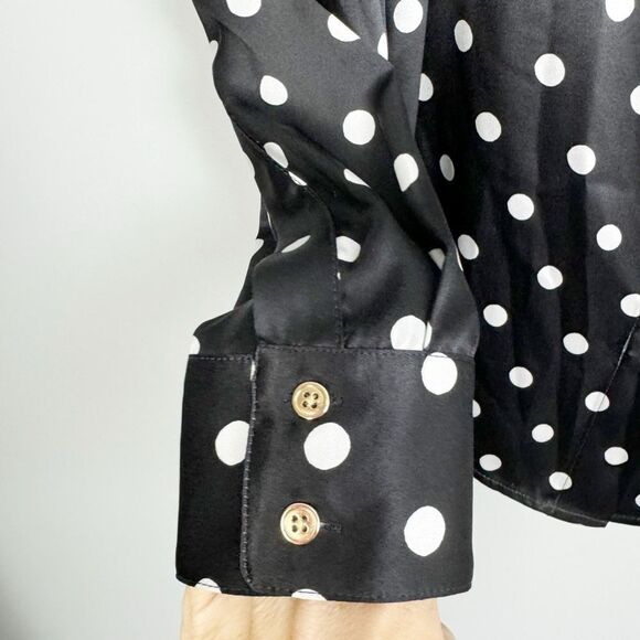 SERGIO HUDSON | NEW Silk Button Down Black/White Polka Dot Blouse Women’s Size M - Picture 5 of 14